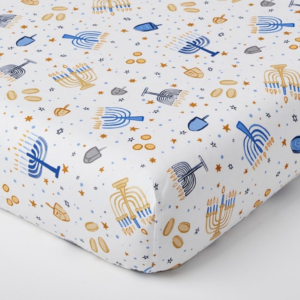 Pottery Barn Kids Hanukkah Organic Crib Sheet NWT NLA